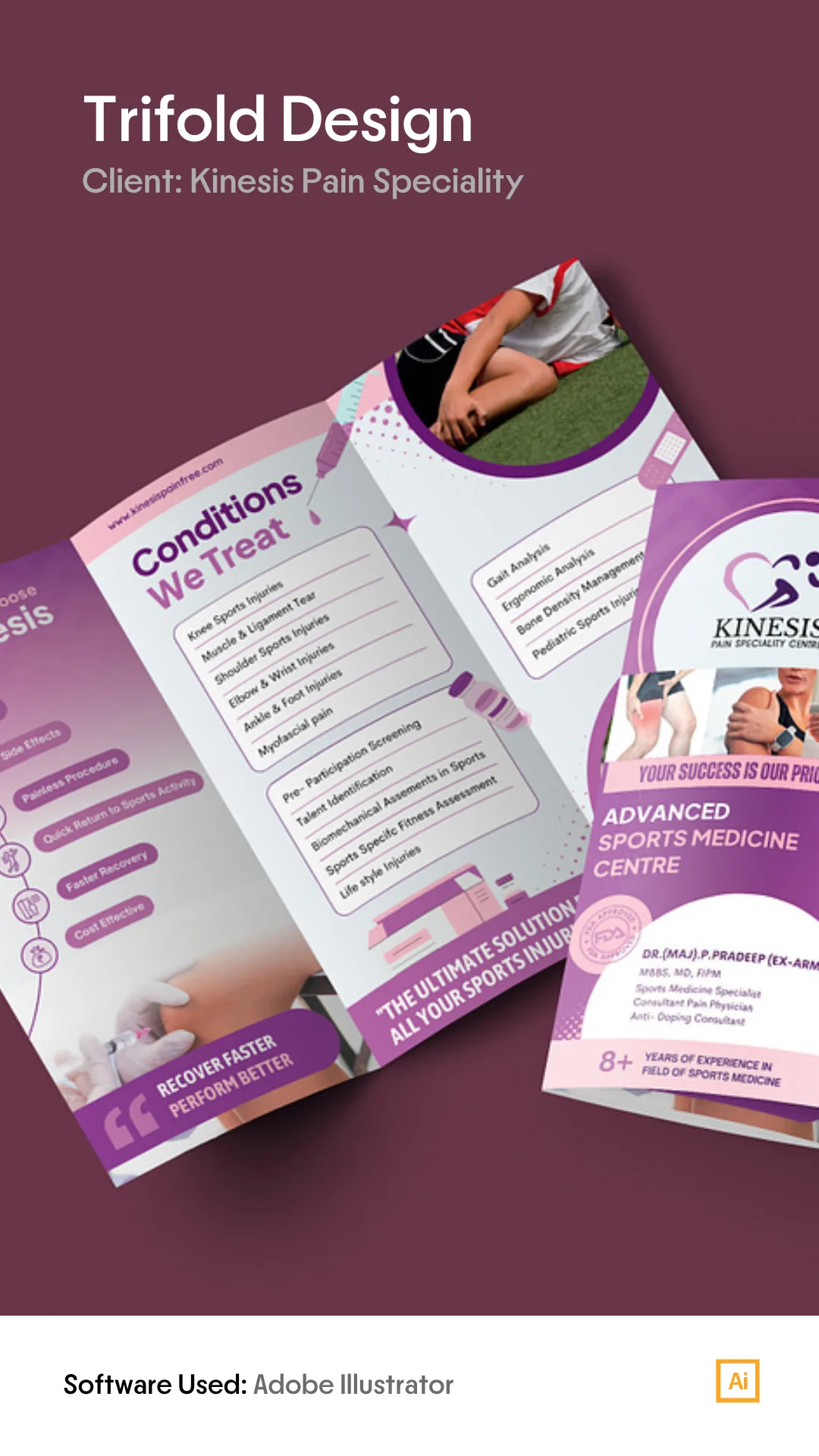 Trifold Design for Kinesis Pain Speciality