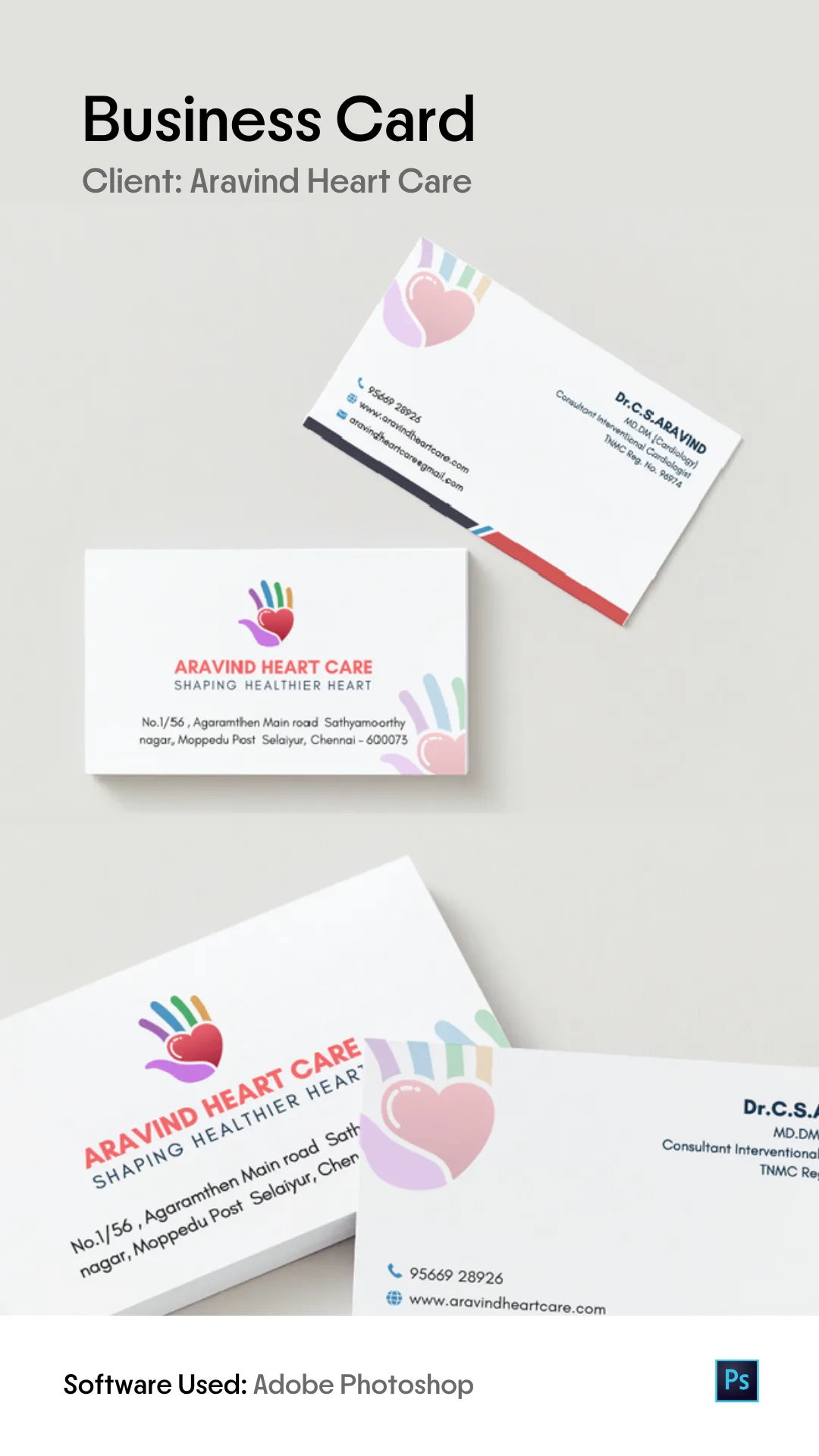 Business Card for Aravind Heart Care